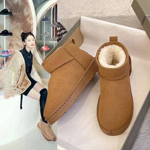 New Snow Boot Style Short Mini Winter Sheepskin Boots Women