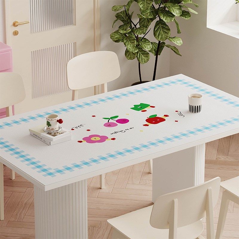 卡通格子樱桃高级感餐桌垫皮革防水防油免洗桌布茶几办公书桌垫子,居家布艺,桌布,淘宝优惠券,粉丝福利购,淘宝优惠卷