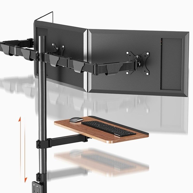工业数位屏2/3屏27-9寸显示器支架壁挂横竖屏旋转带键盘托墙挂架