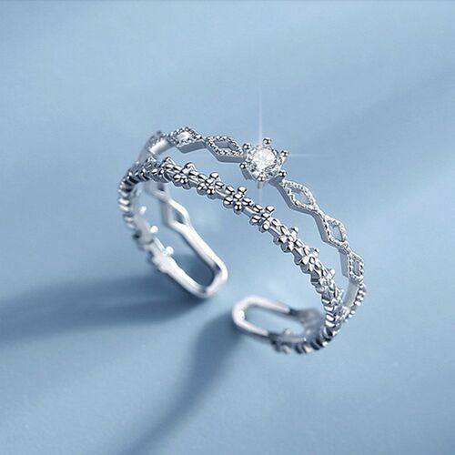 Retro Minimalist Opening Rings For Women Double Layer Moon S