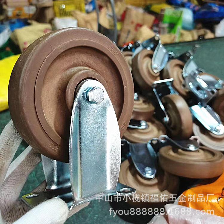 3寸4寸5寸棕色万向轮耐高温尼龙脚轮烤箱烤炉烘干房推车轮子直供