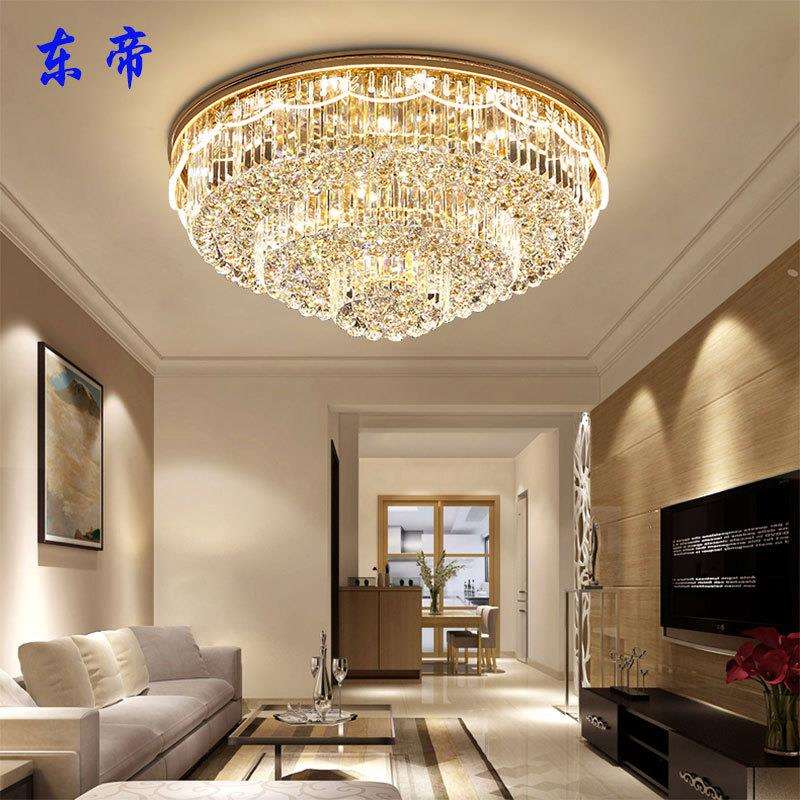 新款侧面发光LED客厅圆形水晶灯 S金长方形吸顶灯卧室温馨灯