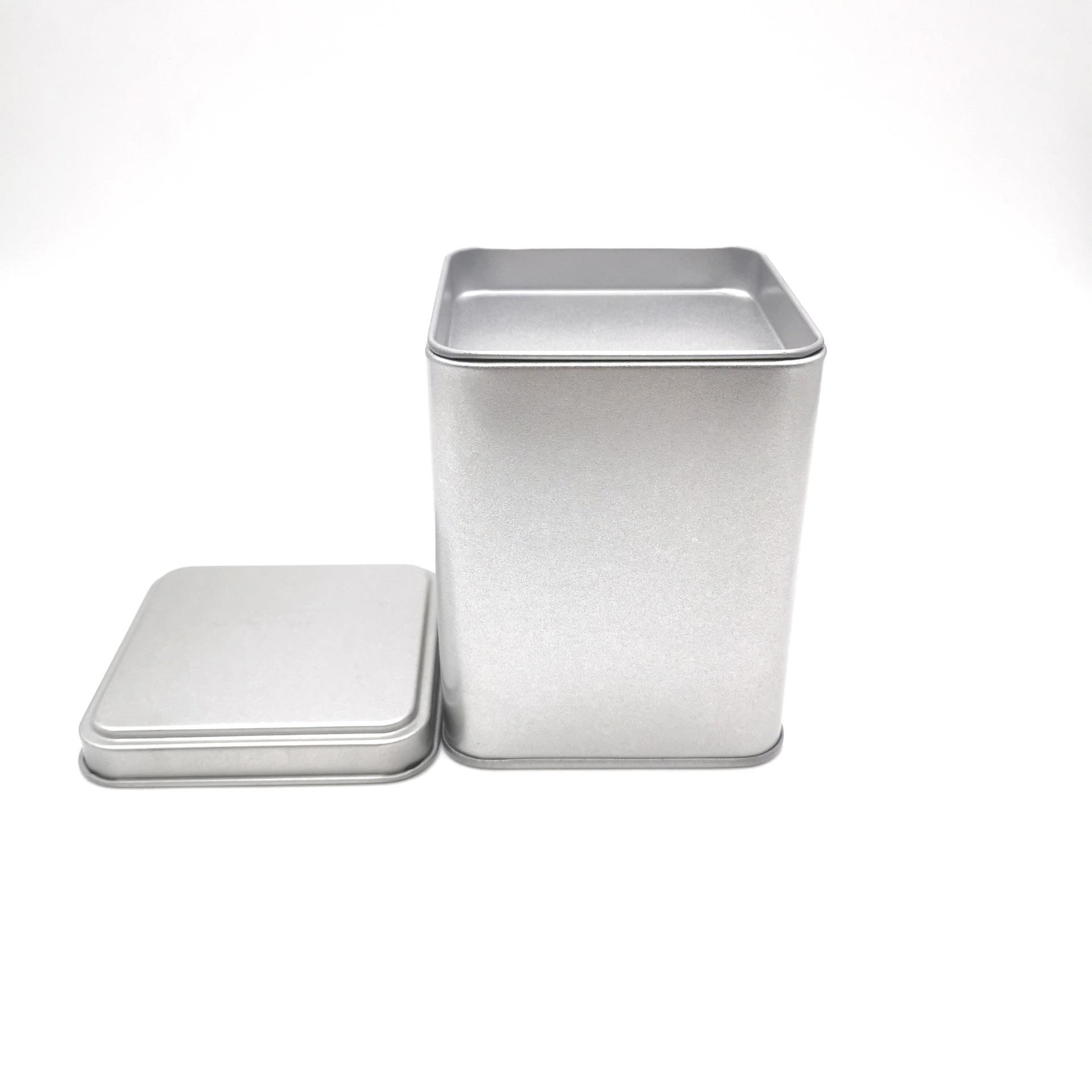 现货包邮磨砂银色双层盖密封方形茶叶铁盒玫瑰花茶二两铁70g