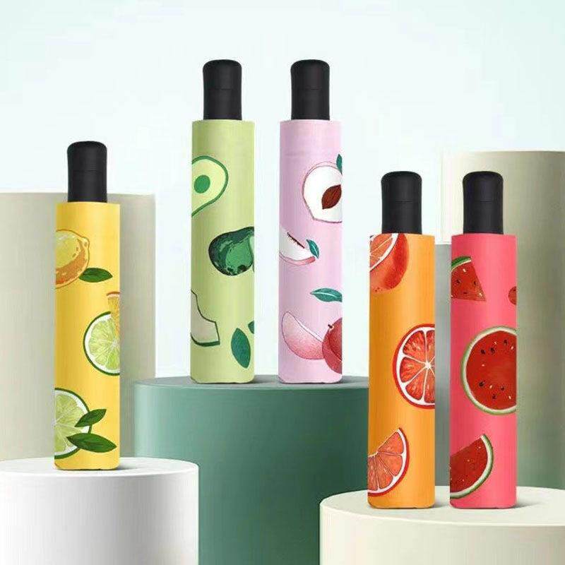 水果雨伞清新折叠学生女晴雨两用黑胶太阳伞防紫外线遮阳伞