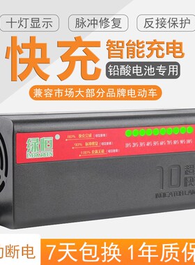 电动车电瓶充电器脉冲修复48V12AH60V20AH72绿恒自动断电三轮通用