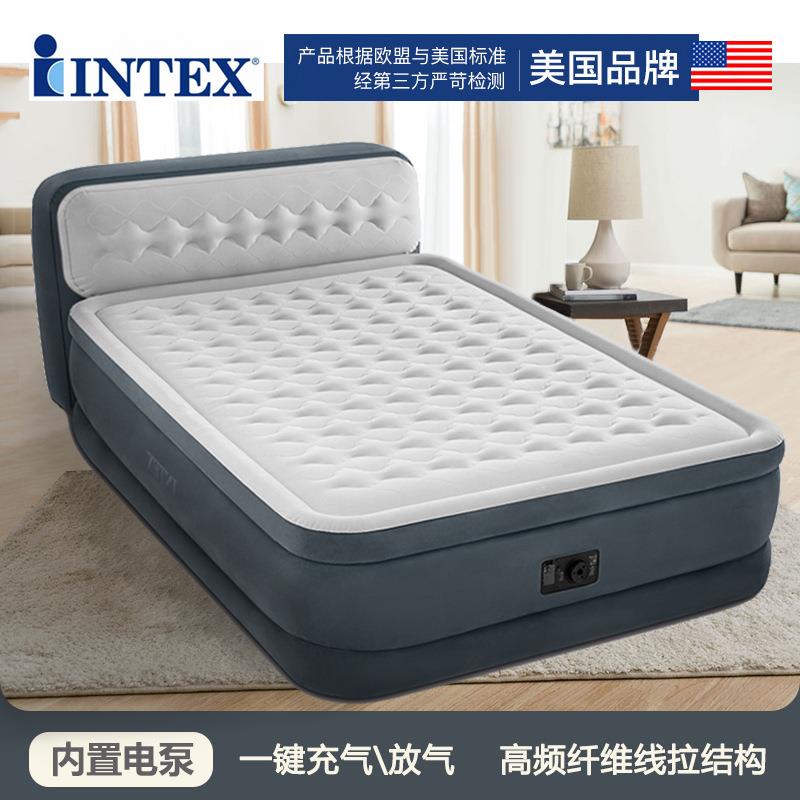 INTEX64448 豪华靠背线拉充气床垫双人加大加厚床靠背家用气垫床