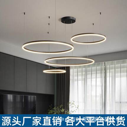 环形吊灯圆圈客厅灯具LED现代简约家用智能创意2025新款中山灯具