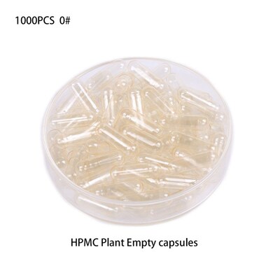 1000PCS Size 0#  Cellulose Clear HPMC Plant Empty Capsules,
