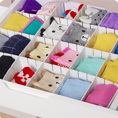 6Pcs 43*5cm plastic Adjustable Drawer Clapboard Partition Di
