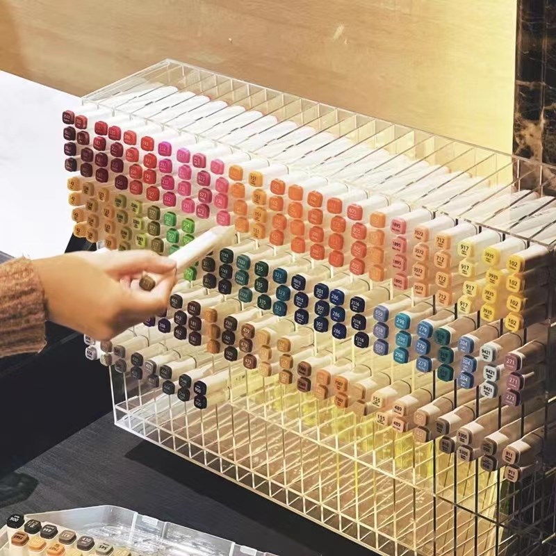 Acrylic Transparent Marker Holder Stationery Storage Box Pen图片