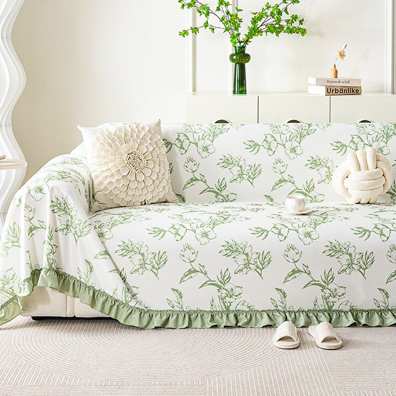 夏季凉感沙发罩田园风防猫抓盖布202新款冰丝防滑坐垫冷感盖毯,居家布艺,沙发垫,淘宝优惠券,粉丝福利购,淘宝优惠卷