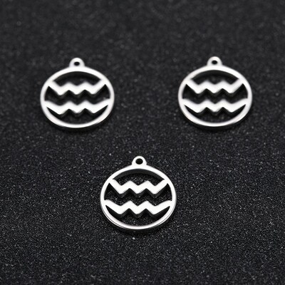 Teamer 12pcs Zodiac Floating Charms Stainless Steel Gemini A