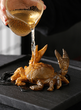 创意潮玩变色螃蟹招财茶宠茶玩笔托摆件个性萌宠客厅茶台桌面装饰