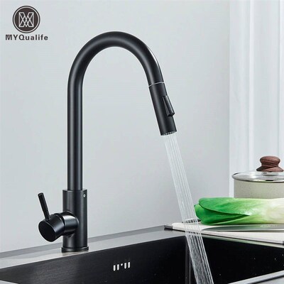 Black Kitchen Faucet Two Function Single Handle Pull Out Mix