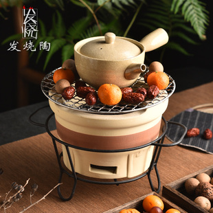 发烧陶围炉煮茶罐罐茶壶侧把壶粗陶泥炉复古耐高温陶瓷碳炉烧烤炉