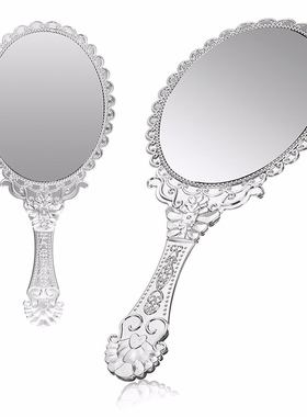 1Pcs Silver Vintage Mirror Ladies Floral Repousse Oval Round