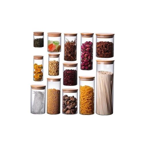 Round Glass Tea Jar Food Storage Box PreservPation Container