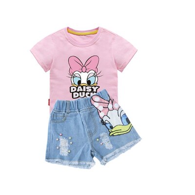 Childrens Fashion Sets Sequins Embroidery Broken Hole Pearl