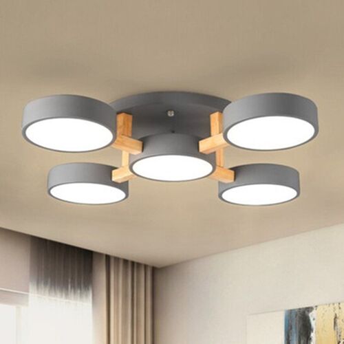 Nordic Wood Decor Led Ceiling Lights  Living Room 220V Round