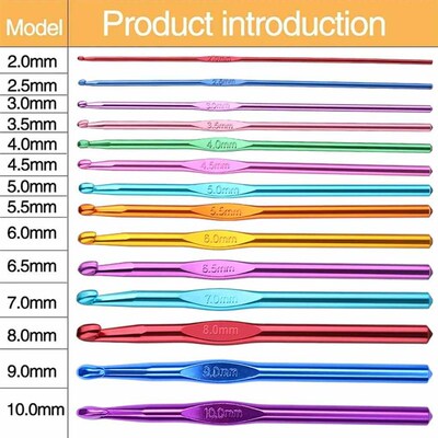 12PCS/Set Corchet Needle Knitting Hook Needle Yarn Weaving T