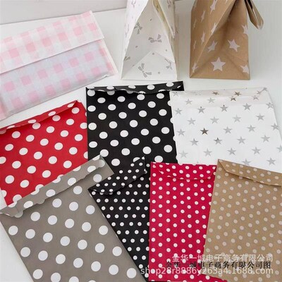 25pcs reat Candy Bag Chevron Polka Dot Bags Kraft Paper Bags