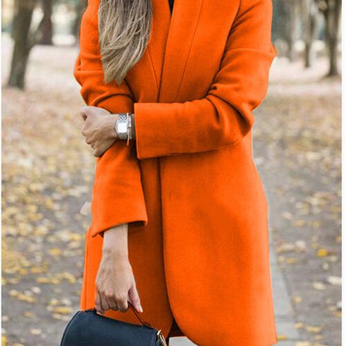Autumn and Winter New Fashion Solid Neck Woolen Coat