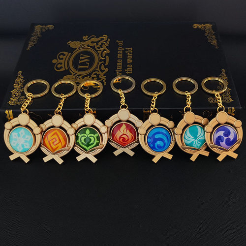 Genshin Impact Vision lnazuma Ganyu Keqing Xiao Keychain Lum
