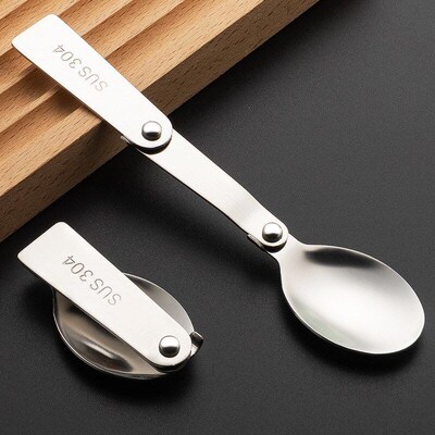 Folding Stainless Steel 304 Spoon for Camping Students Home