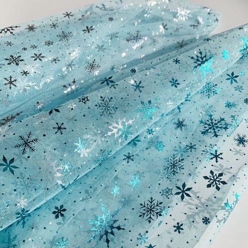 150*100cm Snowflake Tulle Rainbow Silver Snow Star DIY Handm