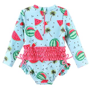 BAOHULU Baby Girls Swimsuit Long Sleeves One Piece Swimwear