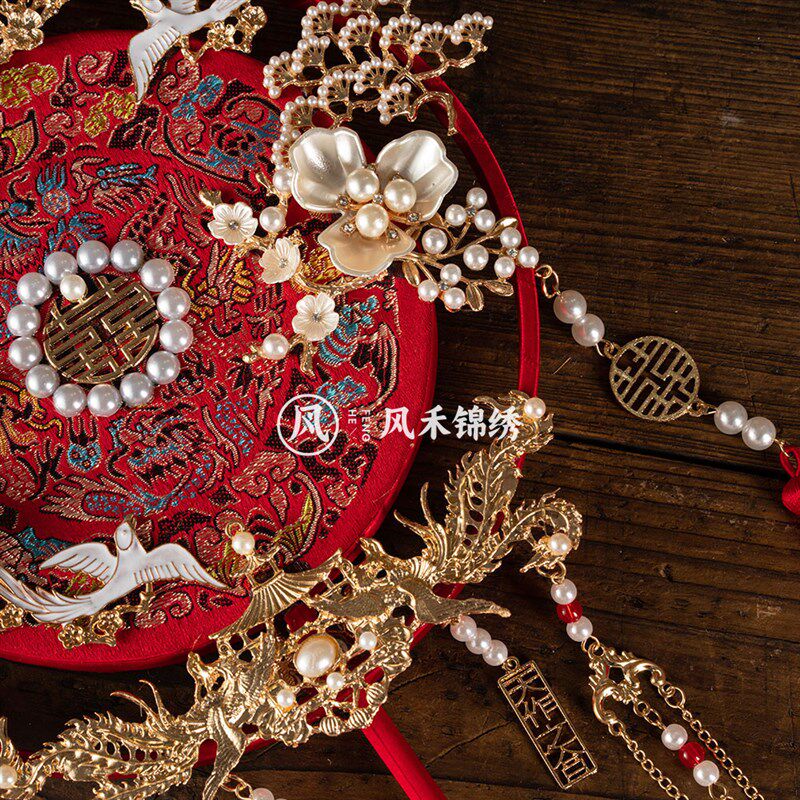 团扇diy材料包新娘结婚秀禾红色婚礼喜扇高级秀禾服出嫁婚礼扇子,家居饰品,工艺扇/团扇/喜扇/折扇,淘宝优惠券,粉丝福利购,淘宝优惠卷