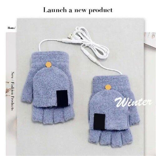 Winter Heated Gloves Full&Half Finger Warmer USB Electric