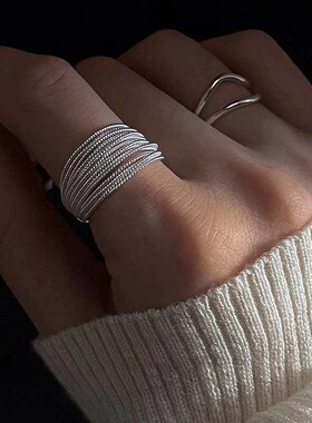 Niche Layered Design Ring Womens Simple Style Fashionable P