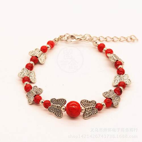 。 Bohemian Hand Beaded Turquoise Brlet butterfly Turquoise