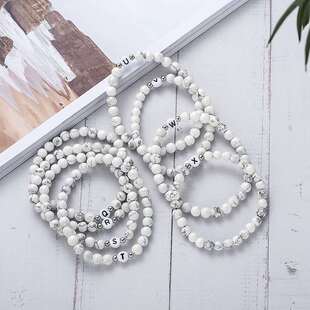 6MM white turquoise beaded letter brlet mens couple hand or