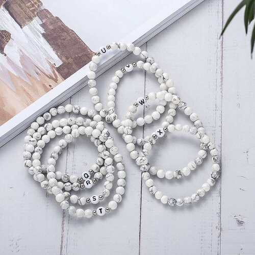 6MM white turquoise beaded letter brlet mens couple hand or