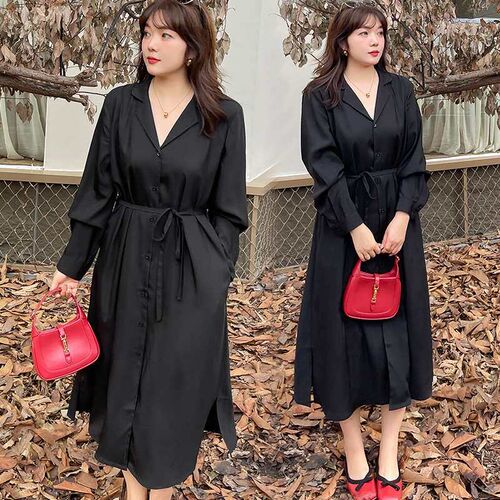 Q16 Large Size Womens 300 Jin French High-end Shirt Dress L