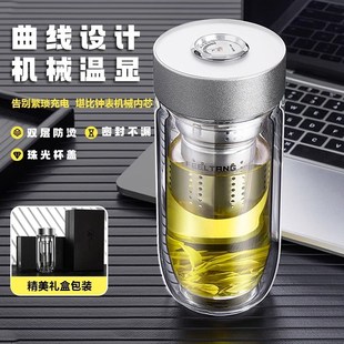 层玻璃杯鹅蛋水杯男202新款 茶水分离高档车载带盖商务泡茶杯子