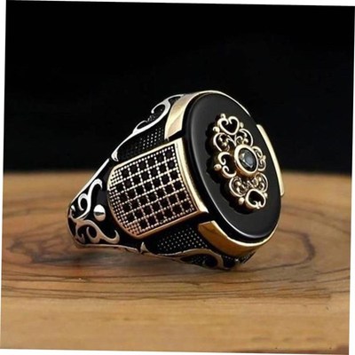Retro Handmade Turkish Ring For Men Vintage Double Swords Bl