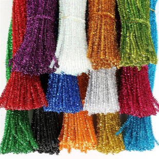 100pcs Glitter Chenille Stems Pipe Cleaners Plush Tinsel Ste