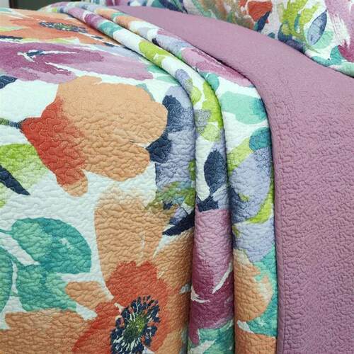 Mileia Quilted Quilted Cotton Bed Cover ThreePiece Set Wash
