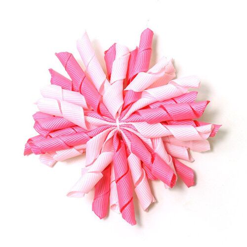 Handmade Kids Curly Ribbon Hairpin Pure Color Hair Accessory