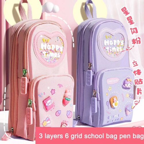1pcs Kawaii Pencil Cases Large Capacity Canvas Pencil Bag Po