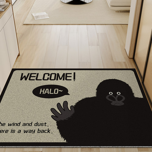 温柔黑猩猩丝圈地垫入户门垫脚防滑进门口家用地毯可裁剪定制耐脏