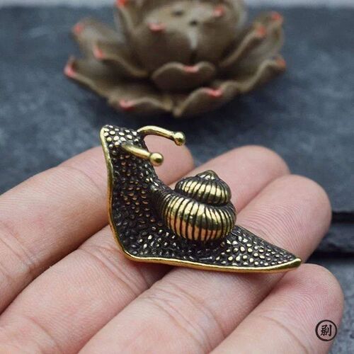 Vintage Pure Copper Pet Tea Snail Ornament, Mini Snail