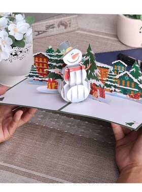 Merry Christmas Card 3D Xmas Pop Up Greeting Cards Gift for