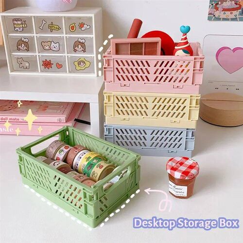 6 Color Organizing Storage Baskets Case Folding Student Desk