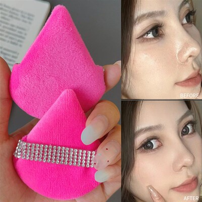 5pcs Crystal Flocked Triangle Powder Puffs Cosmetic Soft Tri