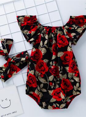 2023 Babany bebe Newborn Baby Floral Print Flutter Romper Gi