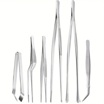 6 PCs/Pack Stainless Steel Kitchen Tweezers Set, Professiona